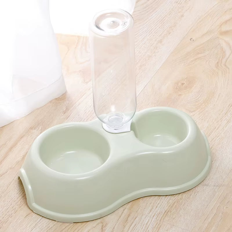 Solid Color Simple Style Automatic Feeder Drinker Dog Bowl Pet Double Bowl Cat Bowl Pet Bowl Pet Supplies Pet Accessories