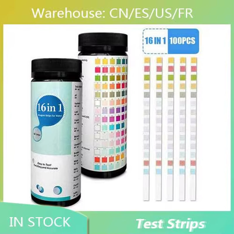 100Pcs Upgrade16-In-1 Water Quality Test Strip for Checking Water Quality Test Aquarium Fish Tank Pool Water Drinking Test Strip