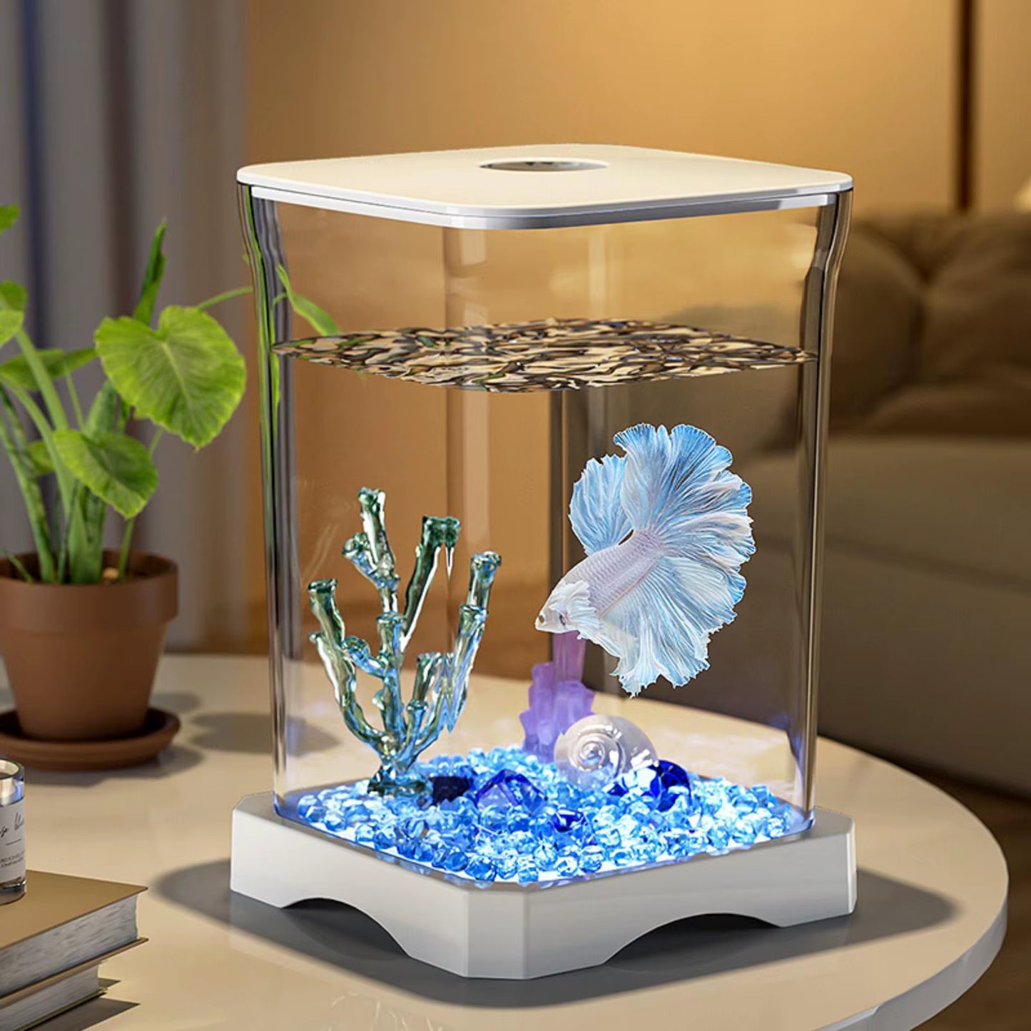 Fish Tank Lightweight Fish Bowl Breeding Tank Reptile Terrarium Tank for Living Room Desktop Office Betta Fish Gecko Lizards