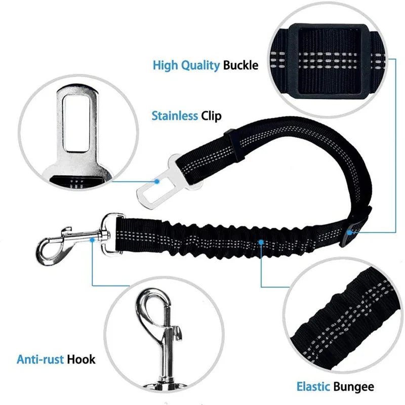 Dog Car Seat Belt Elastic Adjustible Leash Belt for Pet Car Travel Dog Cat Safety Rope Pet Travel Essentials Accessories