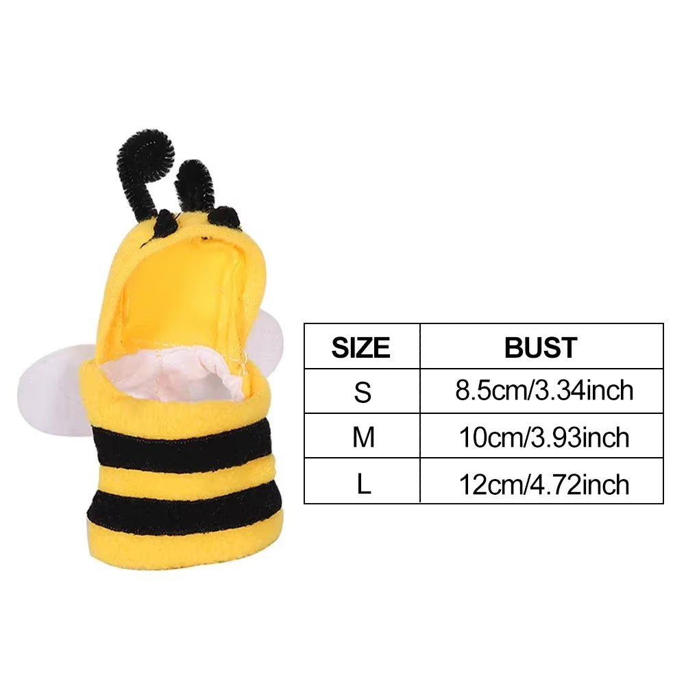 Funny Bee Shaped Birds Clothes Flying Suit Parrots Costume Cosplay Winter Warm Hat Hooded Pet Accessories for Parakeet Cockatiel