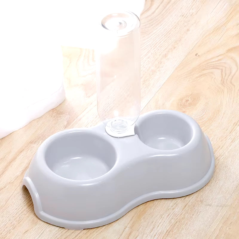 Solid Color Simple Style Automatic Feeder Drinker Dog Bowl Pet Double Bowl Cat Bowl Pet Bowl Pet Supplies Pet Accessories