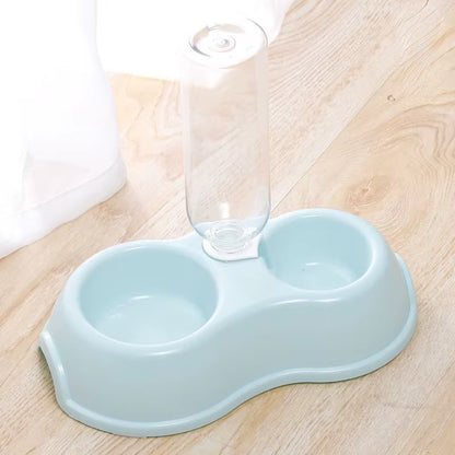 Solid Color Simple Style Automatic Feeder Drinker Dog Bowl Pet Double Bowl Cat Bowl Pet Bowl Pet Supplies Pet Accessories