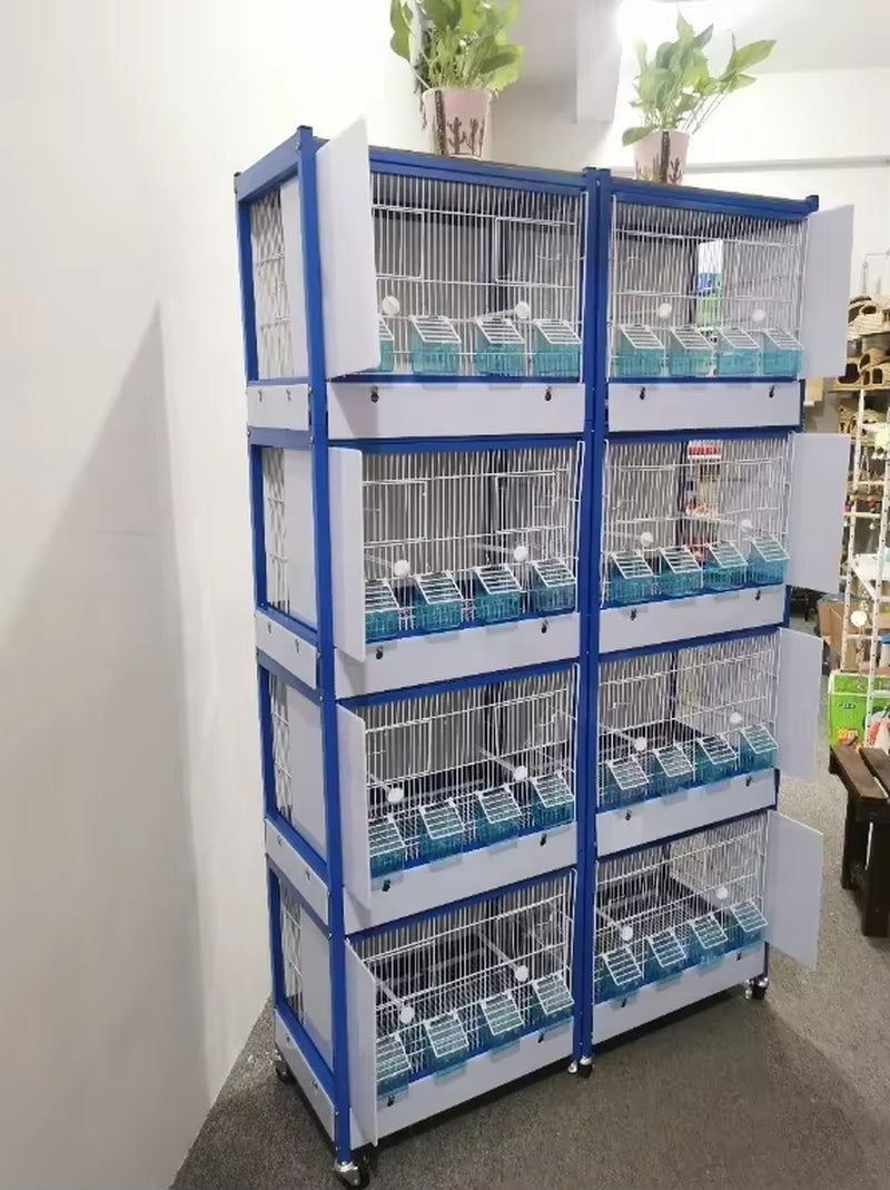 Birdcage Stack and Lock Double Breeder Cage Aviary Breeding Bird Finch Parakeet Finch Flight Breeder Cage Water Food Container