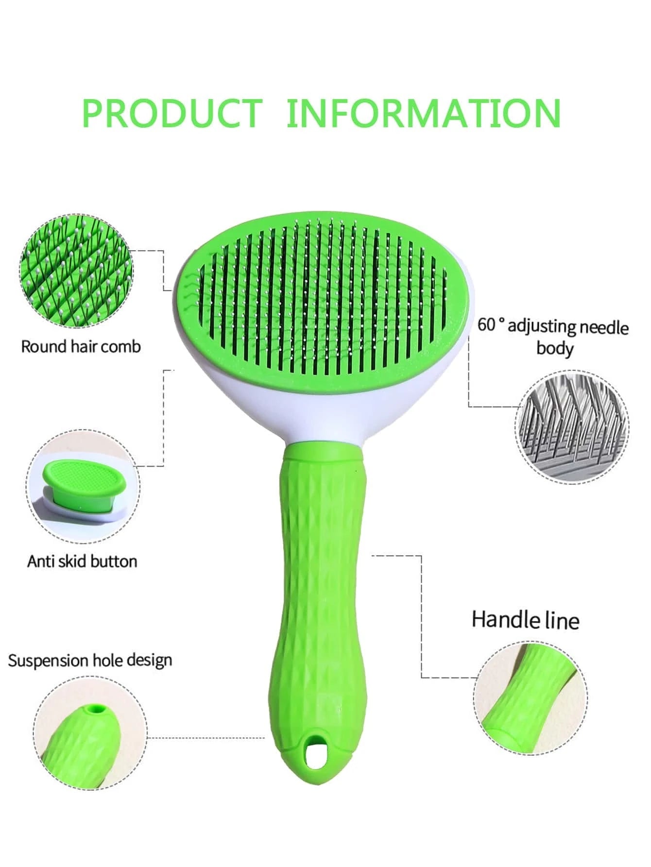 1Pc Pet Hair Removal Brush, Pet Grooming Brush for Dogs Self Cleaning Brush Shedding Removes Loose Undercoat, Pet Comb