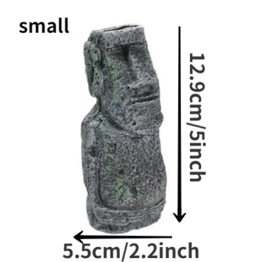 Easter Island Stone Statue Resin Ornament Fish Tank Aquarium Decoration Artificial Stone Aquarium Decor