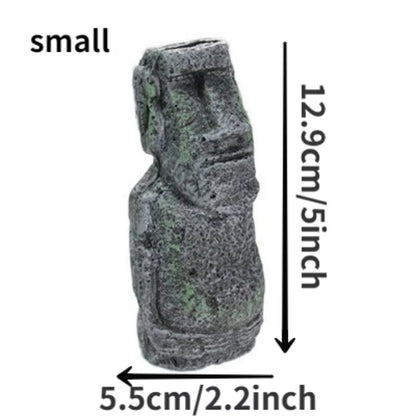 Easter Island Stone Statue Resin Ornament Fish Tank Aquarium Decoration Artificial Stone Aquarium Decor