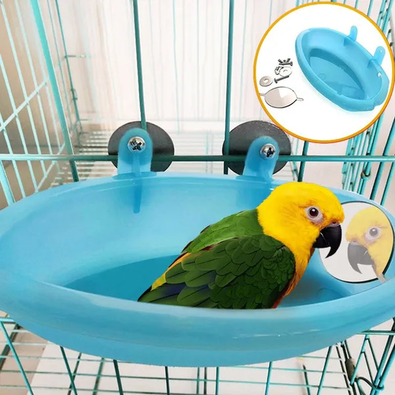 Pipifren Parrot Bathtub with Mirror Bird Cage Accessories Mirror Bath Shower Box Small Parrot Cage Pet Toys Jouet Perroquet