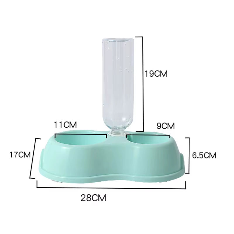 Solid Color Simple Style Automatic Feeder Drinker Dog Bowl Pet Double Bowl Cat Bowl Pet Bowl Pet Supplies Pet Accessories