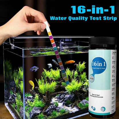 100Pcs Upgrade16-In-1 Water Quality Test Strip for Checking Water Quality Test Aquarium Fish Tank Pool Water Drinking Test Strip