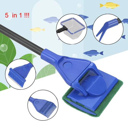 5 in 1 Aquarium Cleaning Tools Adjustable Aquarium Cleaner Aquarium Tank Clean Set