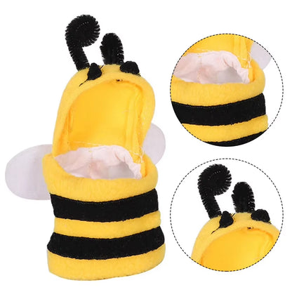 Funny Bee Shaped Birds Clothes Flying Suit Parrots Costume Cosplay Winter Warm Hat Hooded Pet Accessories for Parakeet Cockatiel