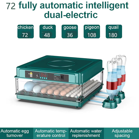 48-72 Eggs Incubator for Chicken Goose Bird Quail Automatic Incubation Equipment Hatchery Incubation Tools EU/US/UK Plug